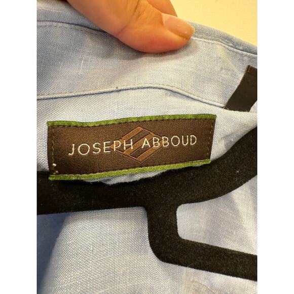 Joseph Abboud Men's Large 100% Linen Blue Button Down Shirt Long Sleeve - Picture 6 of 7